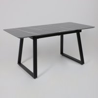 Кухонный стол Lepremo AV 1208 HPL+МДФ раздвижной 1200-1600x800 (черный тунис/черный)