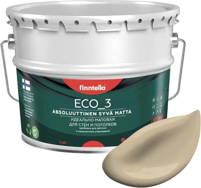 

Краска Finntella Eco 3 Wash and Clean Karamelli F-08-1-9-LG175 9 л (песочный)