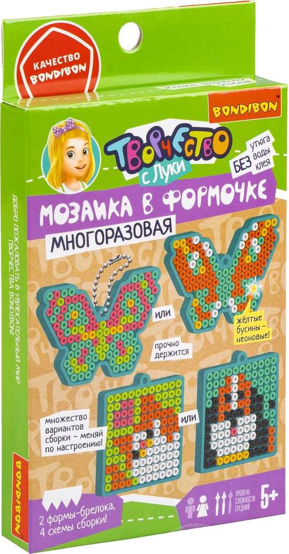 

Развивающая игра Bondibon Мозаика с формами. Кошка, собака, бабочки ВВ5787