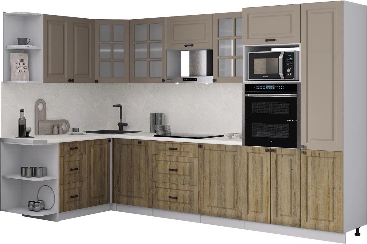 

Готовая кухня Интерлиния Мила Деко 1.68x3.2 LV (дуб вотан/луна/опал светлый)