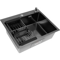 Кухонная мойка ARFEKA ECO AR мойка 600*500, коландер, дозатор BLACK DECOR MILLET GRAINS