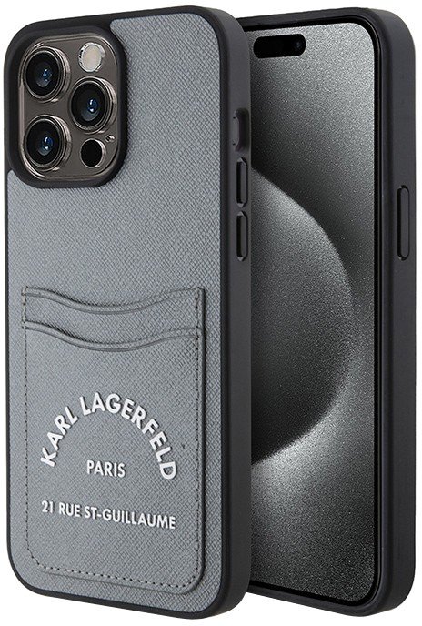 

Чехол для телефона CG Mobile Lagerfeld Cardslot PU Saffiano RSG 3D rubber logo Hard для iPhone 15 Pro Max KLHCP15XSAPRSGG