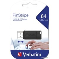 USB Flash Verbatim PinStripe черный 64 GB (49065)