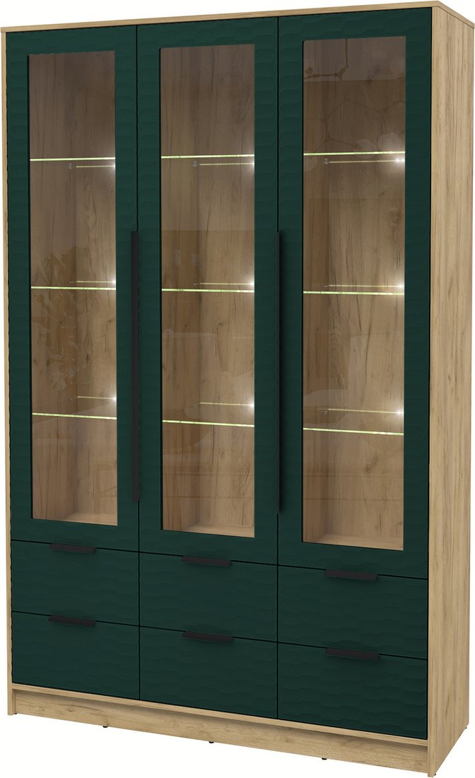 

Шкаф-витрина Интерлиния Концепт Зодиак КТ-ШВ3 с подсветкой (дуб золотой/изумруд)