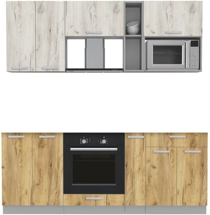 

Готовая кухня Интерлиния Мила Лайт 2.0 ВТ без столешницы (дуб белый/дуб золотой)