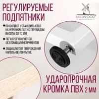 Кухонный стол Millwood Лофт Лондон раздвижной D110-150x110x76 (дуб белый Craft/металл белый)
