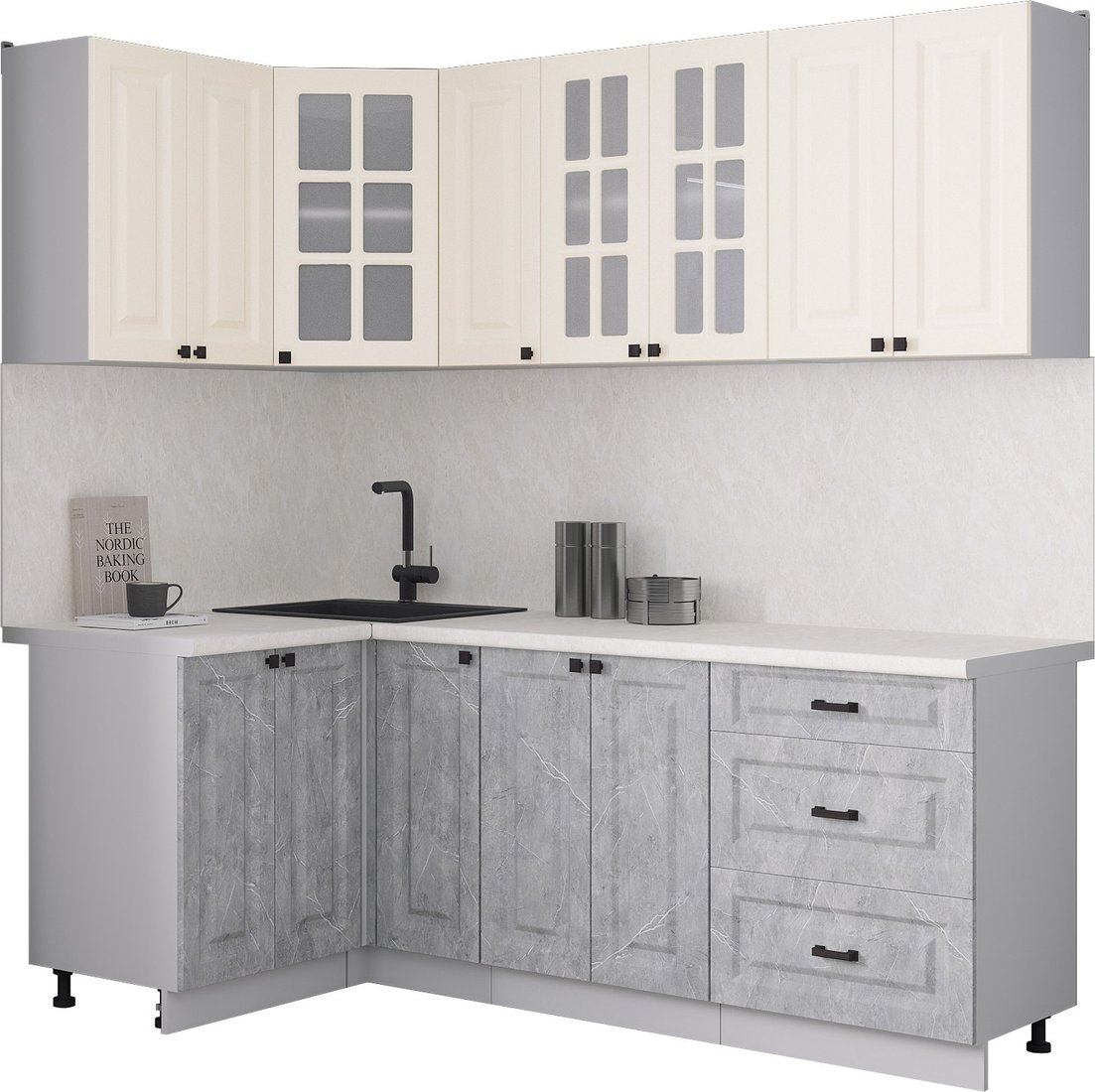 

Готовая кухня Интерлиния Мила Деко 1.2x2.1 (керамика/белый/опал светлый)