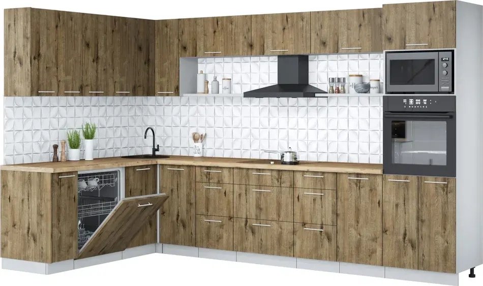 

Готовая кухня Интерлиния Мила Лайт 1.896х3.38-2 (дуб веллингтон/дуб веллингтон/дуб бунратти)