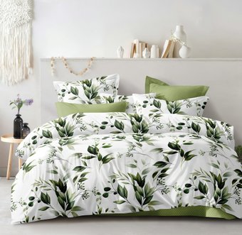 Евро комплект постельного белья Luxsonia Веточки оливы Евро Ви26-1426/220