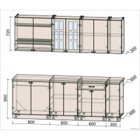 Готовая кухня Интерлиния Мила Деко 2.3Б (индиго/индиго/опал светлый)