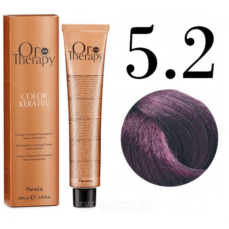 

Крем-краска Fanola ORO Therapy Color Keratin 5.2 светло-пепельно-русый 100 мл