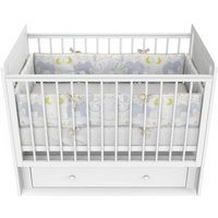 Классическая детская кроватка Indigo Happy Friends маятник, ящик (белая аляска/мишки)