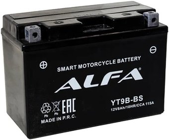 Мотоциклетный аккумулятор ALFA YT9B-BS (8 А·ч)