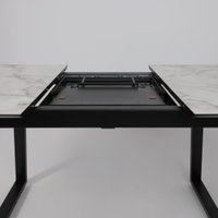 Кухонный стол Lepremo AV 1208 HPL+МДФ раздвижной 1200-1600x800 (виктори натуральный/черный)