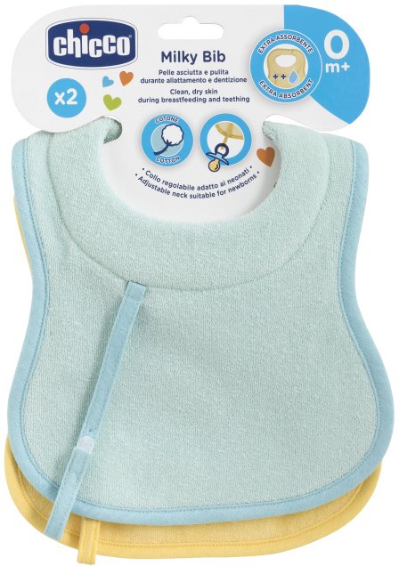 

Набор нагрудников детских Chicco Milky 00016300200000 (2 шт, голубой/желтый)