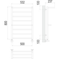 Полотенцесушитель TERMINUS Аврора П8 500х800 (с 2 полками)