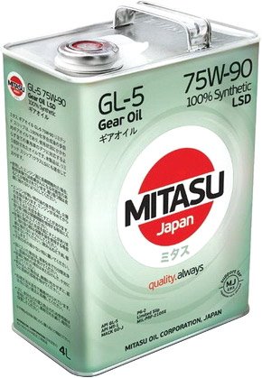 

Трансмиссионное масло Mitasu MJ-411 GEAR OIL GL-5 75W-90 LSD 100% Synthetic 4л