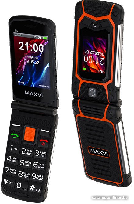 Кнопочный телефон Maxvi E10 (оранжевый)