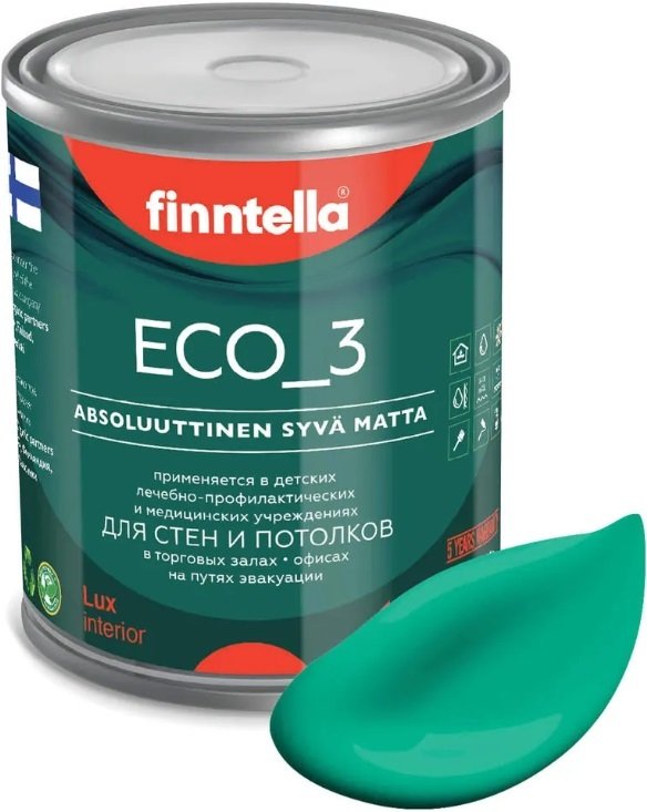 

Краска Finntella Eco 3 Wash and Clean Smaragdi F-08-1-1-FL132 0.9 л (изумрудный)