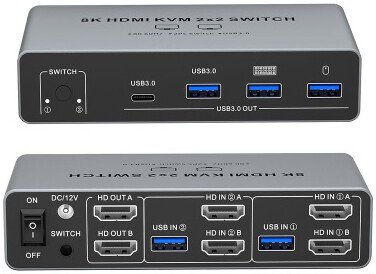KVM переключатель USBTOP 2x2 HDMI v2.1 - 8K 60Гц / 4K 240 Гц 559642