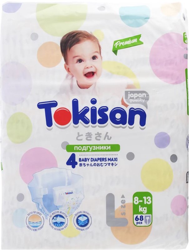 

Подгузники Tokisan 4L (68 шт)