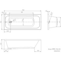 Ванна Ventospa Mitra 170x70 (с каркасом)