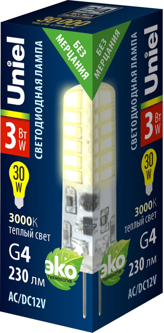 

Светодиодная лампочка Uniel LED-JC-12/3W/3000K/G4/CL SIZ05TR UL-00010366
