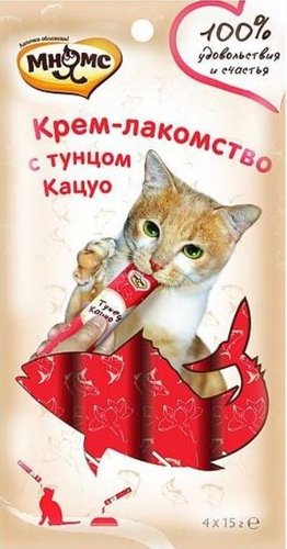 Лакомство для кошек Мнямс Крем-лакомство с тунцом Кацуо 15 г (4 шт)