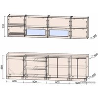 Готовая кухня Интерлиния Мила Матте 2.8 А (белый/луна/опал светлый)