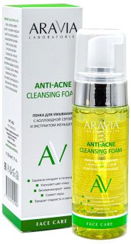 

Aravia Пенка для умывания Laboratories Anti-Acne с коллоидной серой и экстрактом женьшеня 150 мл