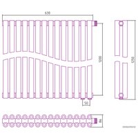 Стальной трубчатый радиатор Сунержа Эстет-00 EU50 1200х630 14 секций (матовый черный)