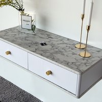 Туалетный столик без зеркала Shtabe Royal 5310 эко (мрамор каррара/р.золото)