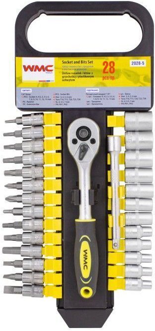 

Набор трещотка с головками и битами WMC Tools WMC-2028-5 (28 предметов)