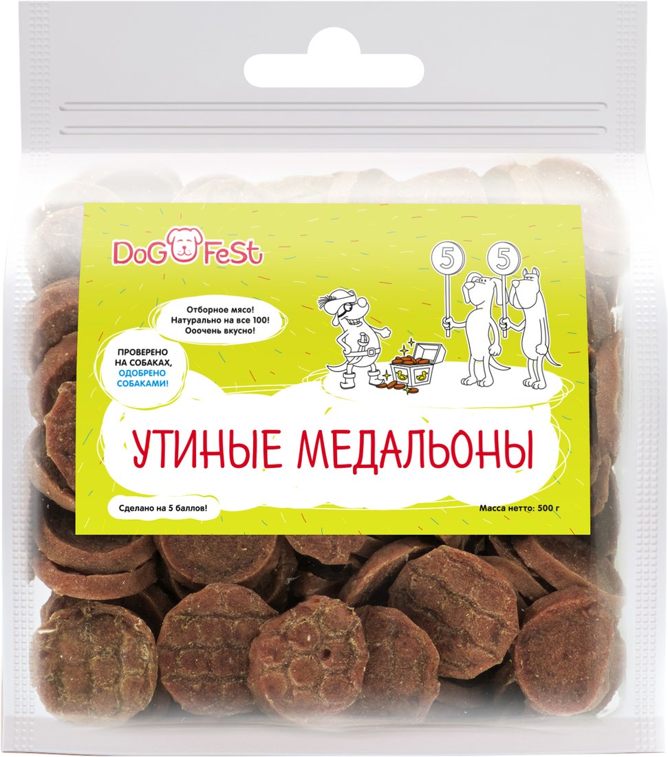

Лакомство для собак Dog Fest Утиные медальоны 500 г