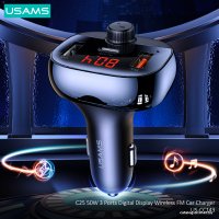 FM-модулятор Usams US-CC143 50W 3 Ports Digital Display Wireless FM