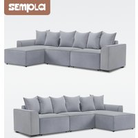 Угловой диван Sempla Монреаль 4 (вертикаль серый/мора серый/велютто темно-серый)