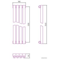 Стальной трубчатый радиатор Сунержа Эстет-0 1200х180 4 секции (золото)