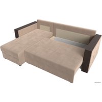 Угловой диван Лига диванов Валенсия Лайт левый (велюр, бежевый)