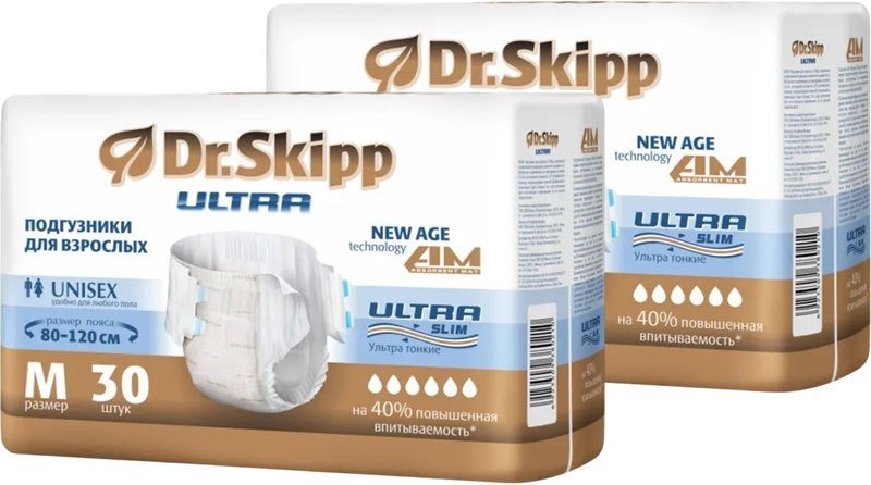 

Подгузники для взрослых Dr.Skipp Ultra M (2x30шт)