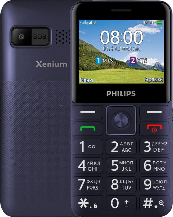 

Кнопочный телефон Philips Xenium E207 (синий)