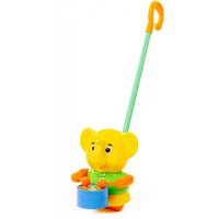 Развивающая игрушка Полесье Каталка Слоненок с ручкой 96661