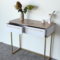 Туалетный столик без зеркала Shtabe Royal 5211 эко (макиато/золото/р.золото)