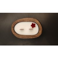 Ароматическая свеча 4SOUL в деревянном кашпо с древесным фитилем (аромат, Печенье)