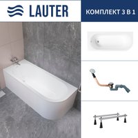 Ванна Lauter Monaco 170x72.5 2113170L (с ножками и сифоном 21Y11020 хром)