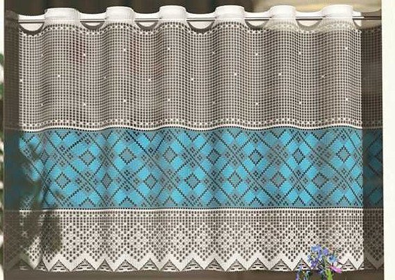 

Тюль Лента Т699Аб (50x165, белый/голубой)