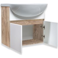  Runo Тумба с умывальником Лада 50 + Уют 50 (подвесная, блэквуд/белый)