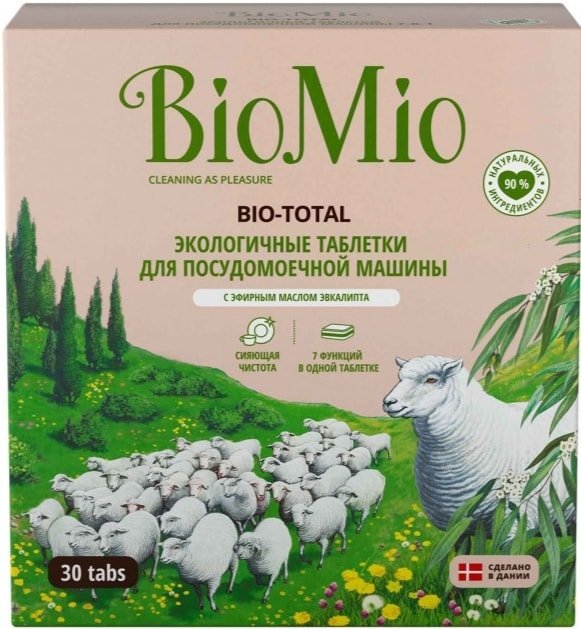 

Таблетки для посудомоечной машины BioMio Bio-Total 7 в 1 с маслом эвкалипта 30 шт