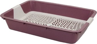 Туалет-лоток Dogman Большой с сеткой (темно-розовый/молочный)