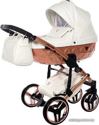 Универсальная коляска Junama Glow V2 (2 в 1, белый/матовая медь)