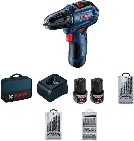 

Дрель-шуруповерт Bosch GSR 12V-30 Professional 06019G9001 (с 2-мя АКБ, сумка, набор оснастки)